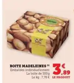 Hyper U BOITE MADELEINES offre