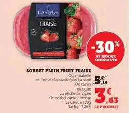 Hyper U SORBET PLEIN FRUIT FRAISE offre