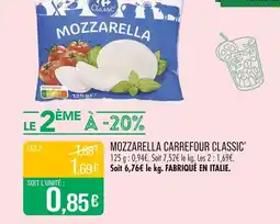 Match CARREFOUR CLASSIC’ Mozzarella offre