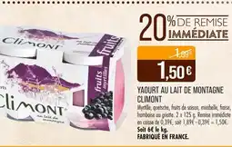 Match Climont Yaourt au lait de montagne offre