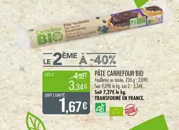 Match CARREFOUR BIO Pâte feuilletée pur beurre offre