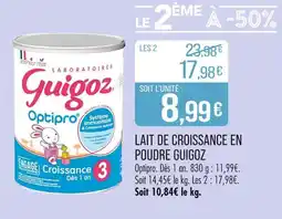 Match Guigoz Lait de croissance en poudre Guigoz offre