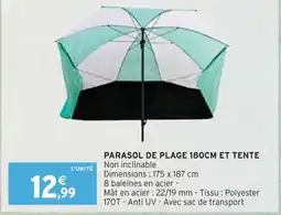 Intermarché Parasol de plage 180cm et tente offre