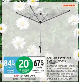 Intermarché LEIFHEIT Séchoir extérieur 60m parapluie offre