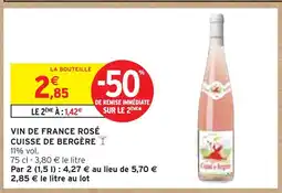 Intermarché Vin de France rosé Cuisse de Bergère offre