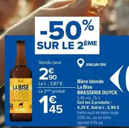 Carrefour Jenlain - bière blonde la bise offre