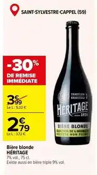 Carrefour Heritage - bière blonde offre