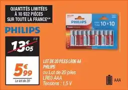 Netto Philips - lot de 20 piles lr06 aa ou lot de 20 piles lr03 aaa tensions offre