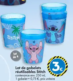 TEDi Lot de gobelets réutilisables stitch offre
