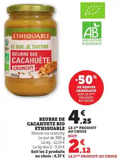 Maximarché Beurre de cacahuete bio ethiquable offre