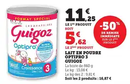 Maximarché Lait en poudre optipro 3 guigoz offre