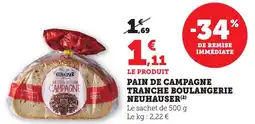 Maximarché Pain de campagne tranche boulangerie neuhauser offre