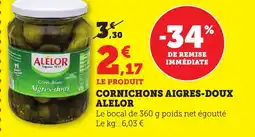Maximarché Cornichons aigres doux alelor offre