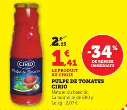 Maximarché Pulpe de tomates cirio offre