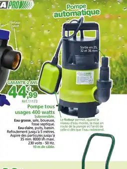 Provence Outillage Pompe tous usages 400 watts offre