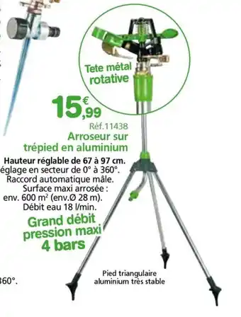 Provence Outillage Arroseur sur trépied en aluminium offre