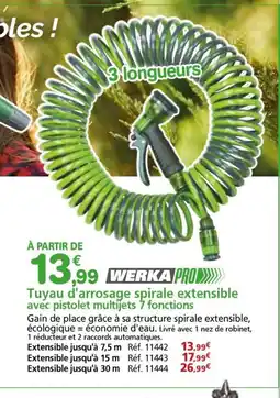 Provence Outillage Tuyau d'arrosage spirale extensible avec pistolet multijets 7 fonctions offre
