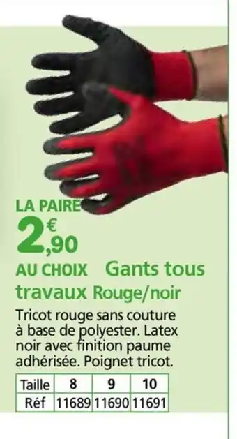 Provence Outillage Gants tous travaux Rouge noir offre
