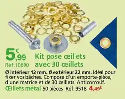Provence Outillage Kit pose œillets 30 œillets offre
