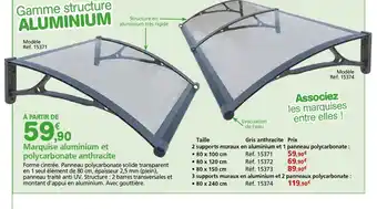 Provence Outillage Marquise aluminium et polycarbonate anthracite offre