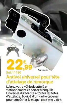 Provence Outillage Antivol universel pour tête d'attelage de remorque offre