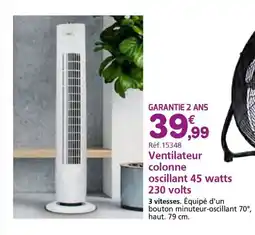Provence Outillage Ventilateur colonne oscillant 45 watts 230 volts offre