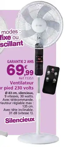 Provence Outillage Ventilateur sur pied 230 volts offre