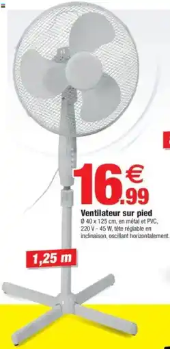 Bazarland Ventilateur sur pied offre