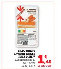Super U Batonnets saveur crabe prix mini offre