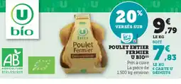 Super U Poulet entier fermier u bio offre