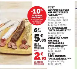 Super U ARGAL fuet au poivre noir ou aux herbes offre