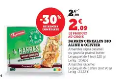 Super U ALINE & OLIVIER Barres cereales bio offre