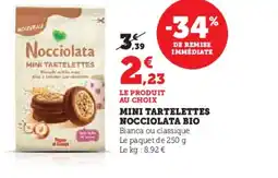 Super U Mini tartelettes nocciolata bio offre