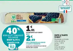 Super U Pate a tarte u bio offre