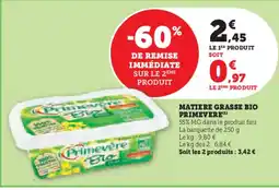 Super U PRIMEVERE Matiere grasse bio offre