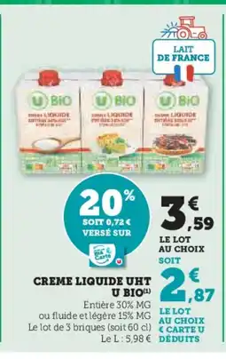 Super U Creme liquide uht offre