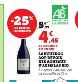 Super U Languedoc aop devois des agneaux d'aumelas bio offre