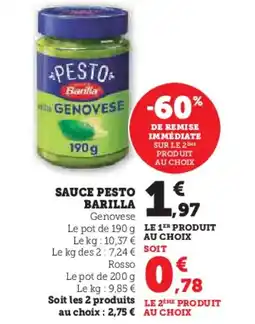 Super U BARILLA sauce pesto offre