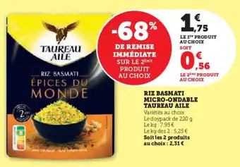 Super U TAUREAU AILE Riz basmati micro-ondable offre