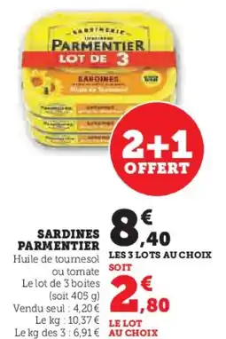 Super U PARMENTIER Sardines offre