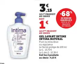 Super U INTIMA Gel lavant intime natural offre