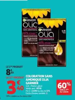 Auchan COLORATION SANS AMMONIAQUE OLIA GARNIER offre