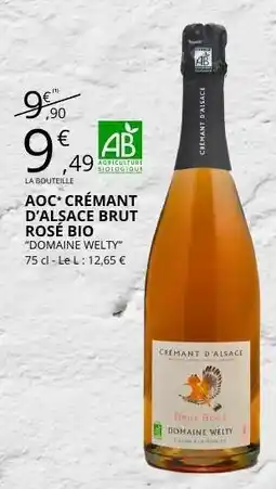 E.Leclerc AOC* CRÉMANT D'ALSACE BRUT ROSÉ BIO DOMAINE WELTY offre