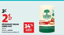 Auchan DÉODORANT ARGAN ARBRE VERT offre