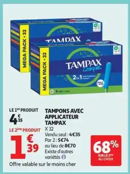 Auchan TAMPONS AVEC APPLICATEUR TAMPAX offre