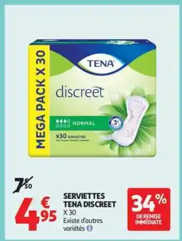 Auchan SERVIETTES TENA DISCREET X 30 offre