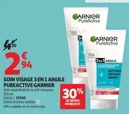 Auchan SOIN VISAGE 3 EN 1 ARGILE PUREACTIVE GARNIER offre