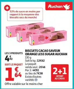 Auchan Biscuits Cacao Saveur Orange Less Sugar Auchan offre