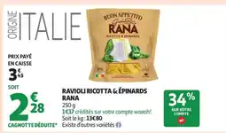 Auchan RAVIOLI RICOTTA & ÉPINARDS RANA offre