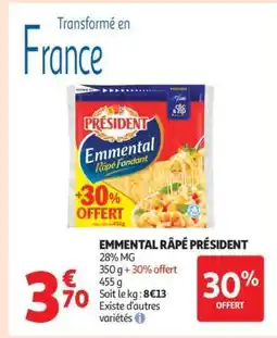 Auchan Emmental Râpé Président offre